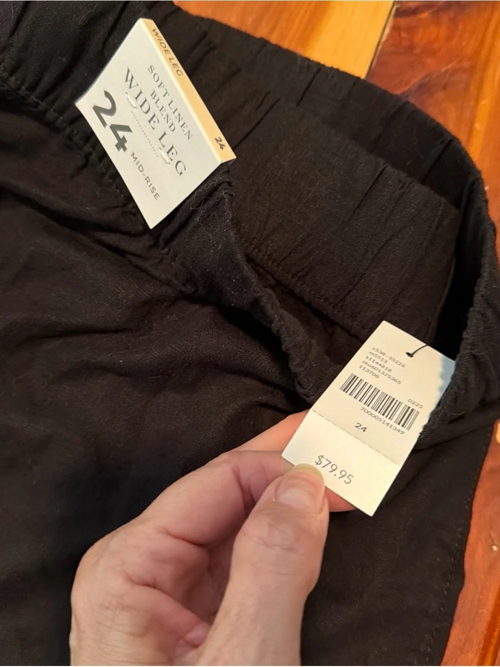 $80 NWT Lane Bryant Linen-Blend Wide Leg Pant 24 Black